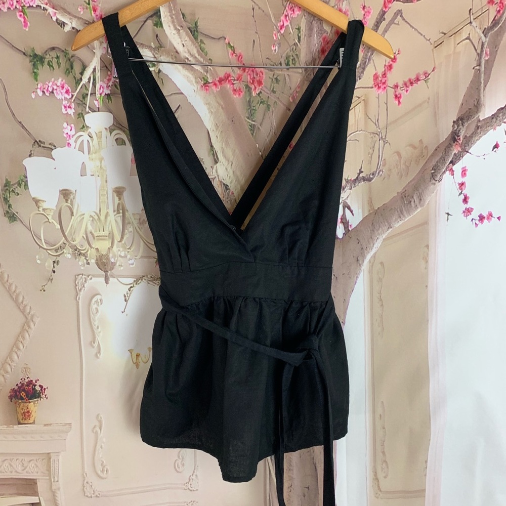Free People Black Cotton Strappy Top - Picture 2 of 8
